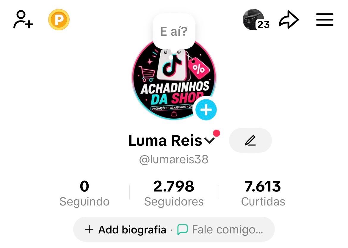 Conta Tiktok Shop +2K de Seguidores